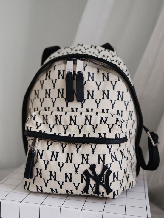 MLB Handbags - MLB Korea New York Yankees Monogram Mini Backpack in IVORY